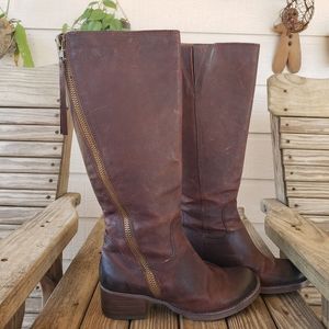 Lucky Brand Leather Boots Moto Bohemian Woman’s Boots with small heel size 5.5